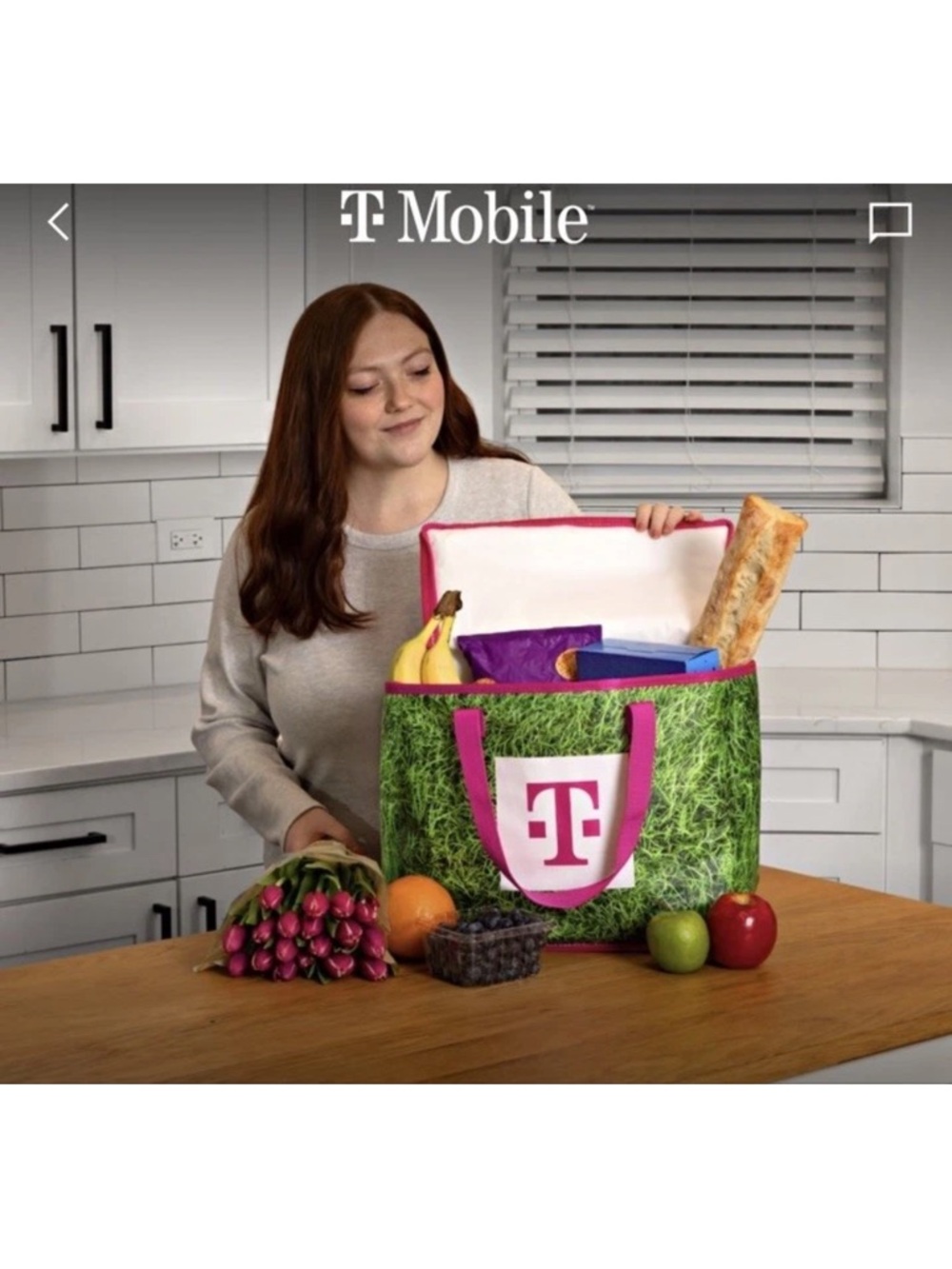 T-Mobile Tuesday Reusable Bag 2026 Earth Day Grass Print Zip Tote NEW insulated